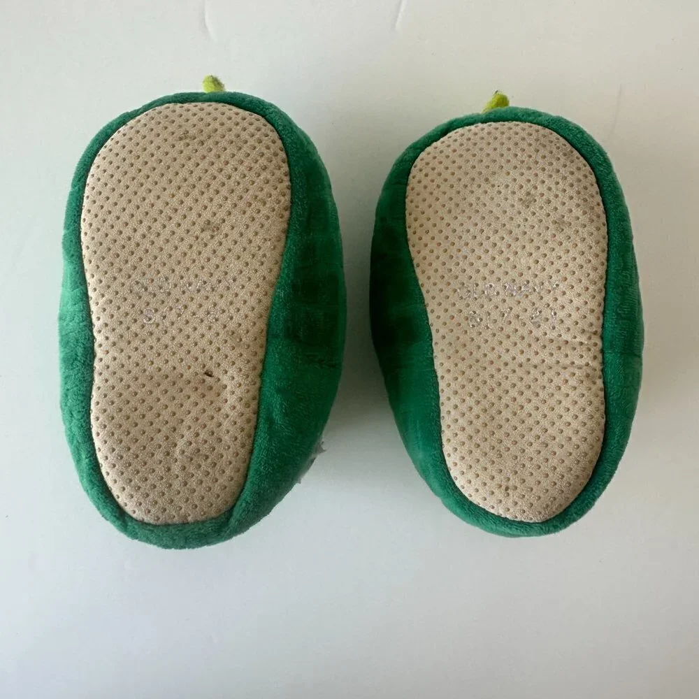Old Navy Kids Boys Green Fleece Dinosaur Slippers Size Small